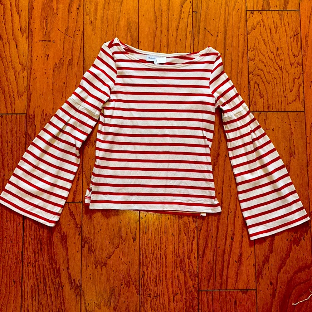 Adorable never worn XS Madewell striped; unique sleeves